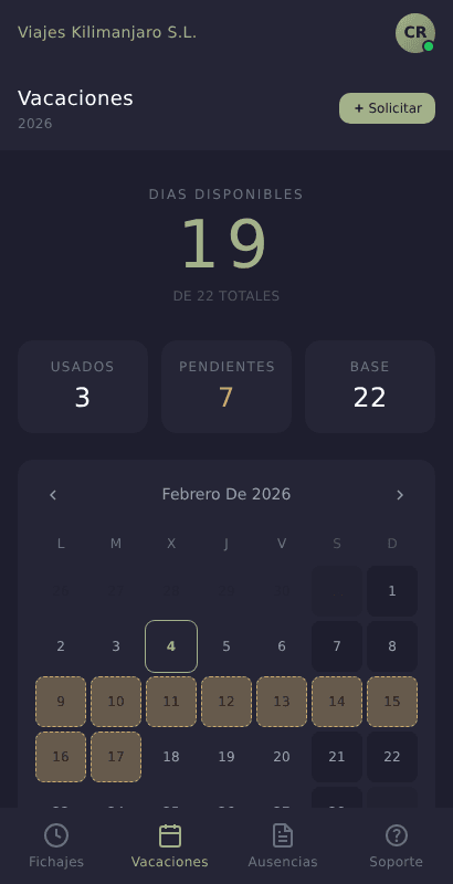 Vacaciones desde móvil